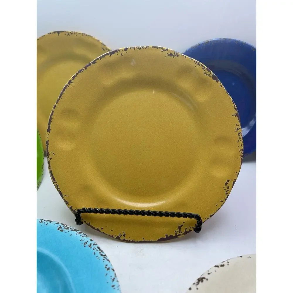 Pier 1 Carmelo Beautiful Colors Melamine Rustic 8.5” Plates Set of 10.